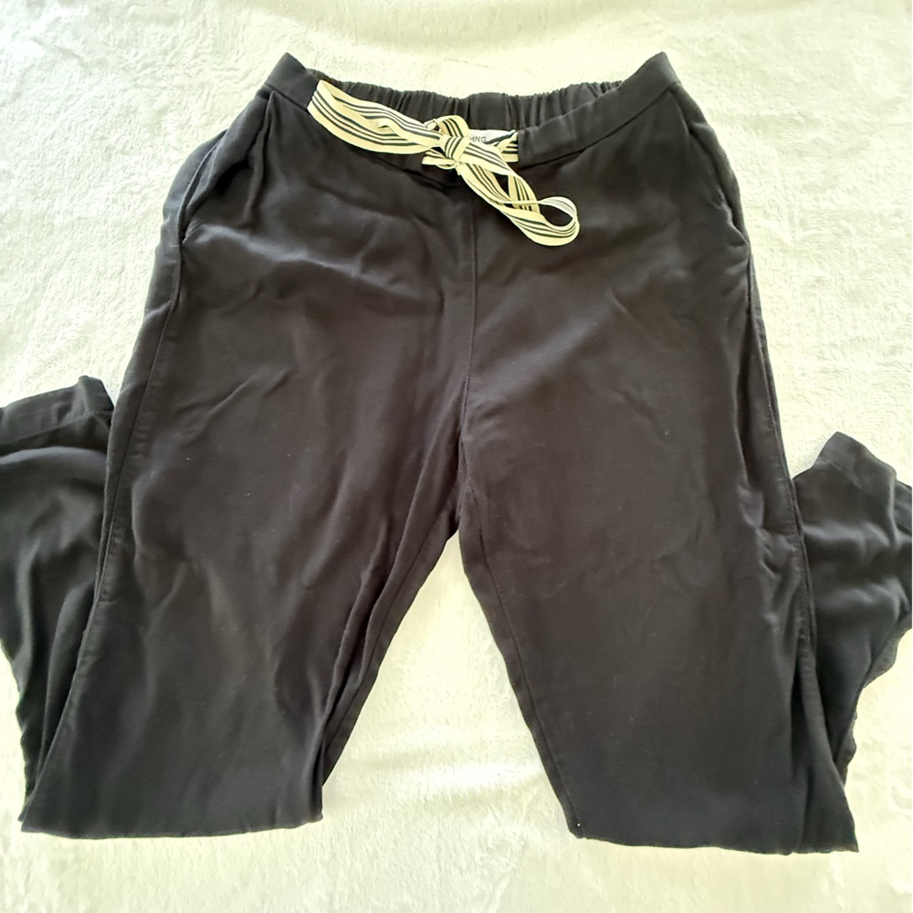 Mango Black Jogger Pants ankle length with Striped Drawstring size xs